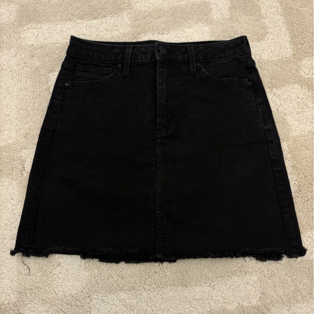 Just Black Denim Skirt with Distressed Hem